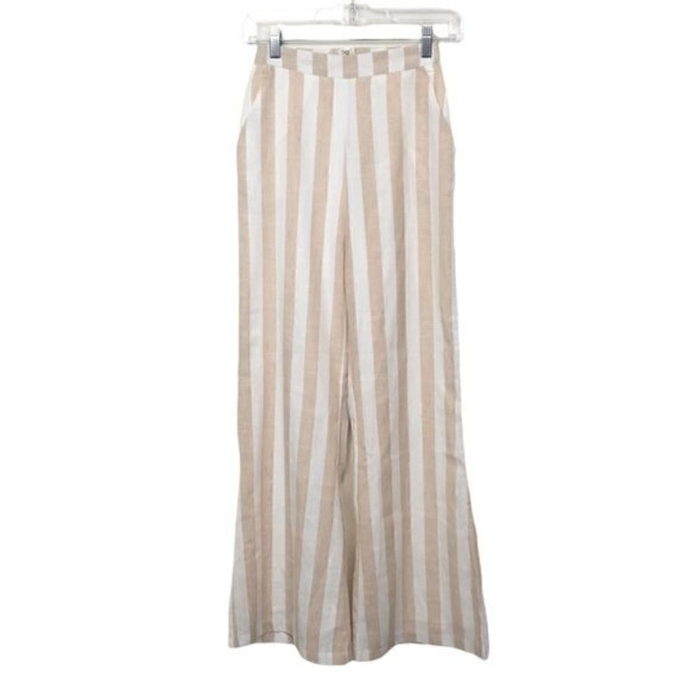 Superdown Nude White Striped Laura Pants Size XS
